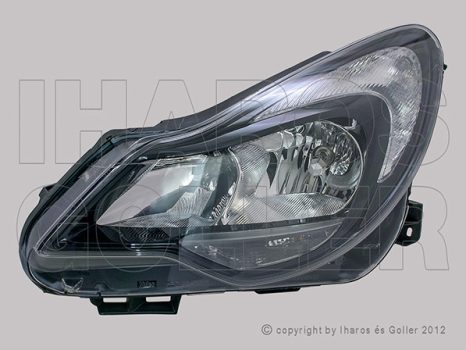 Opel Corsa D 2011.03.01-2014.08.31 fényszóró H7/H1+nappalif. bal, fekete házas(motorral) VALEO (17GG)