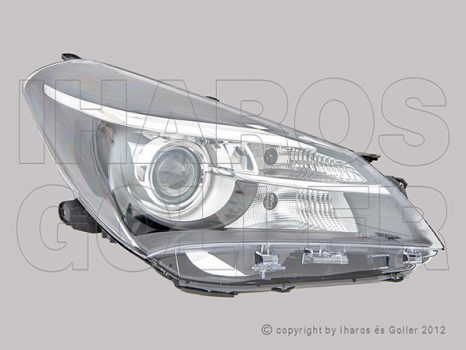 Toyota Yaris 2014.07.01-2017.02.28 Fényszóró HIR2 jobb, fekete FF (motoros állítás, motor nélkül) DEPO (15C6)