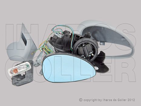 Citroen C4 2004.11.01-2008.08.01 Visszapillantó tükör bal elektromos  állítás,domború,fűthető,kék,fényezendő,villogós (14TN)