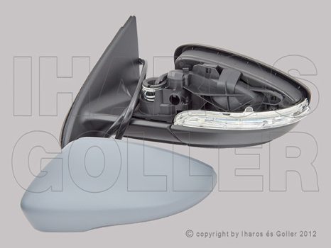 VW Passat (B7) 2010.11.01-2014.07.20 Visszapillantó tükör bal, elektromos állítás, aszférikus, fűthető, fényezendő, villogó (13F0)