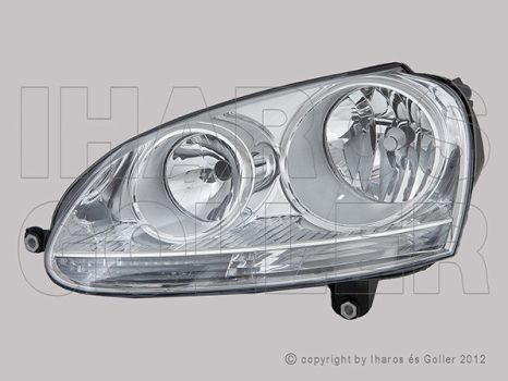 VW Golf V 2003.10.01-2008.09.30 Fényszóró 2H7 bal, króm házas (motorral) DEPO (005I)