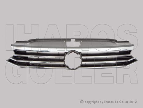 VW Passat (B8) 2014.07.21-2019.07.08 Hűtődíszrács feketére fest., króm díszl.(LED FSZ)* (1FZX)