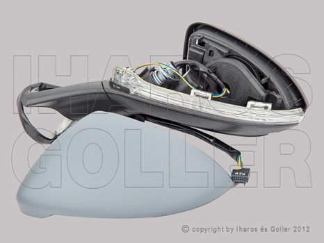 VW Golf VII/1 2012.10.01-2016.10.31 Visszapillantó tükör bal aszférikus, fűthető, parkolófény , elektromos behajtható., villogós fényezendő (14N0)